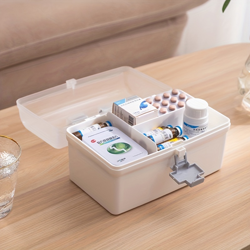 Leikance Tragbare Notfallbox, mehrschichtige  Erste-Hilfe-Kunststoff-Aufbewahrungsbox für Medizin auf Reisen