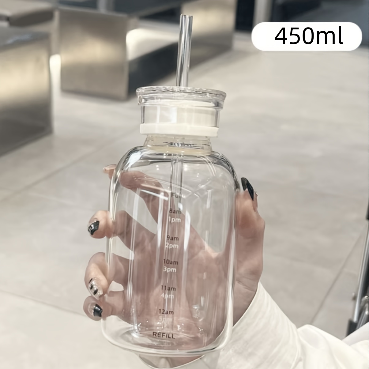 Motivational Water Tracker Reusable Mason Jar