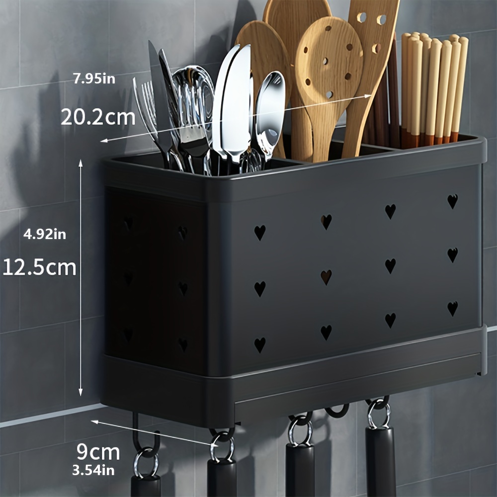 1pc kitchen utensil holder multifunctional draining chopstick cage wall mounted or standing cutlery storage organizer caddy flatware organizers plastic lightweight cage kitchen storage accessories details 2