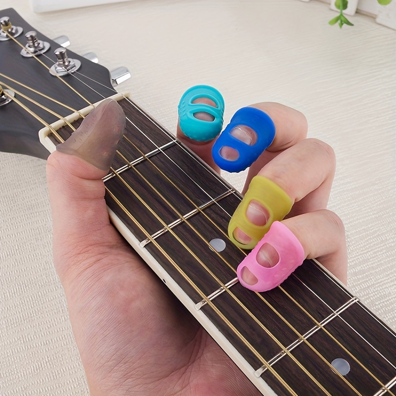TSV Guitar Accessories Kit with 35Pcs Silicone Finger Protectors in 5  Sizes, 5 Guitar Picks for Ukulele, Mandolin Players