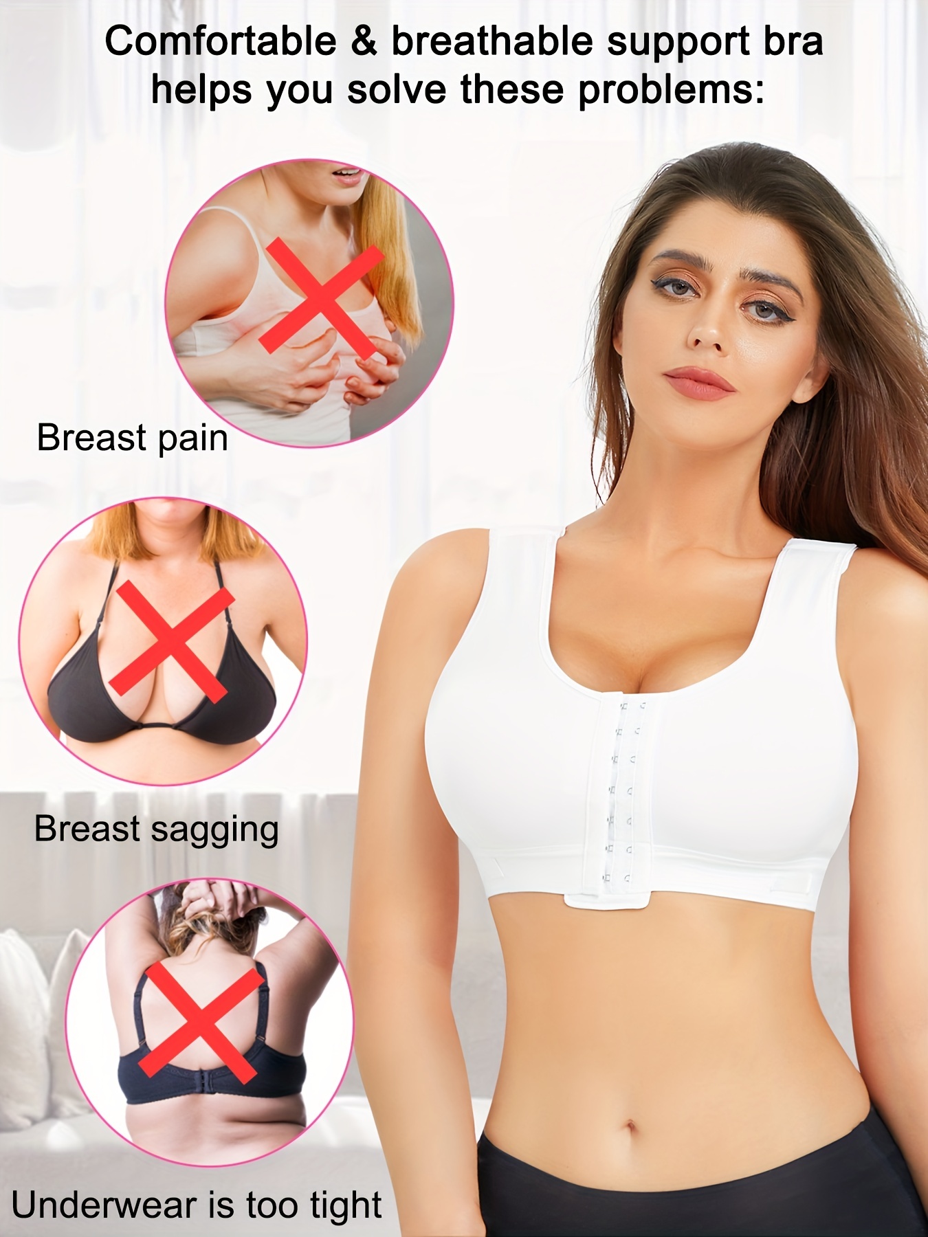 Adjustable Front Closure Bras for Women Post Bra Compression Tank Top  Shapewear Top Women Bras Wireless Padded, Beige, Small : :  Clothing, Shoes & Accessories