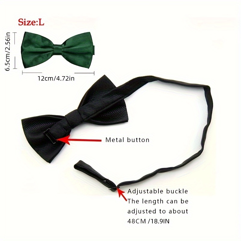 Men's Pre-tied Black Silk Satin Bow Tie Already Tied