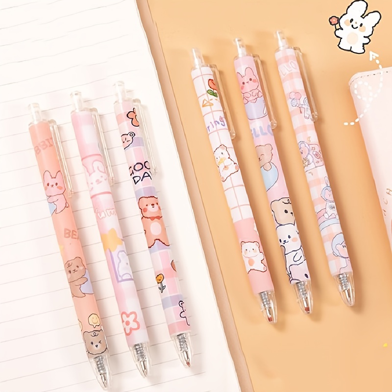 Cute Cartoon Bear Gel Pen Large Capacity Black Ink Press Gel - Temu