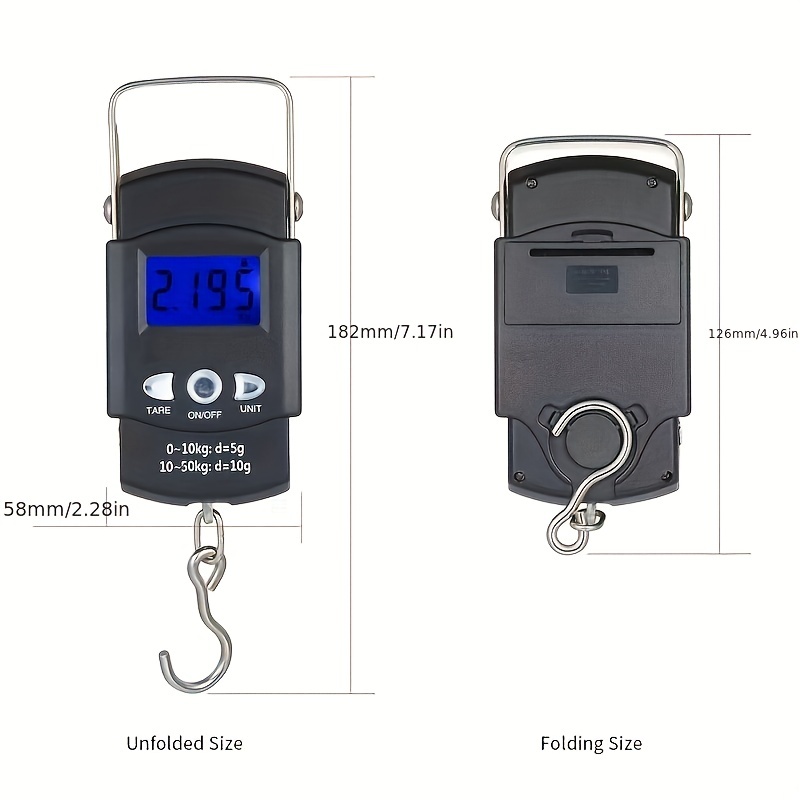 40kg/10g Mini Digital Fishing Scales w/ Hook Luggage Scale (Black Case)