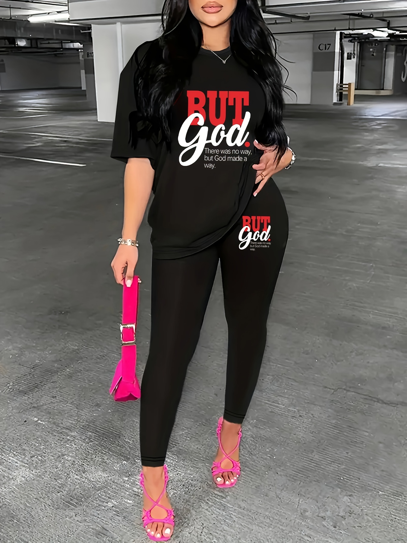 Casual Workout Two piece Set God Letter Print Long Sleeve - Temu