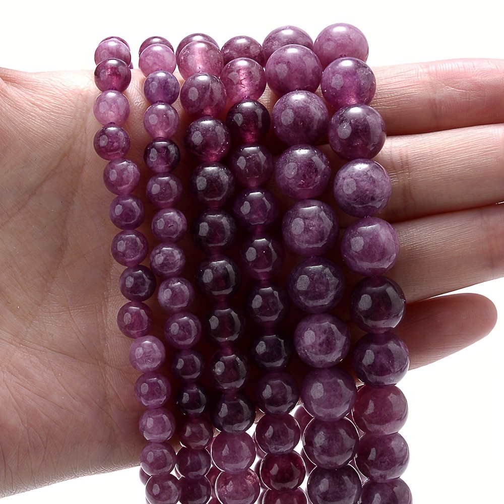 Natural Stone Light Purple Crystal Beads Round Loose Spacer - Temu