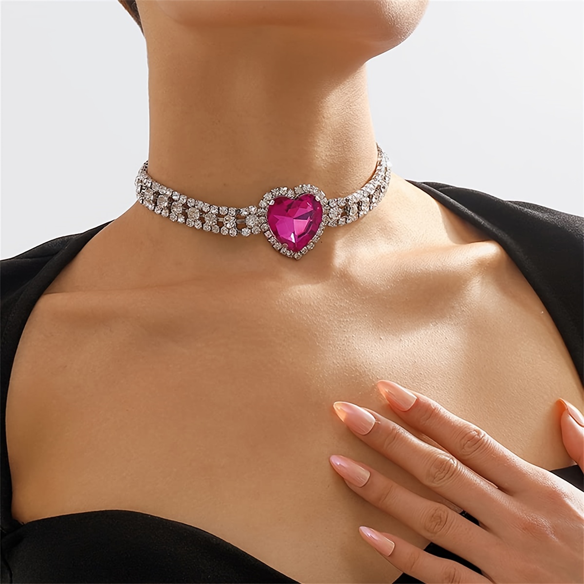 Simple Love Multilayer Rhinestone Choker Necklace - Temu