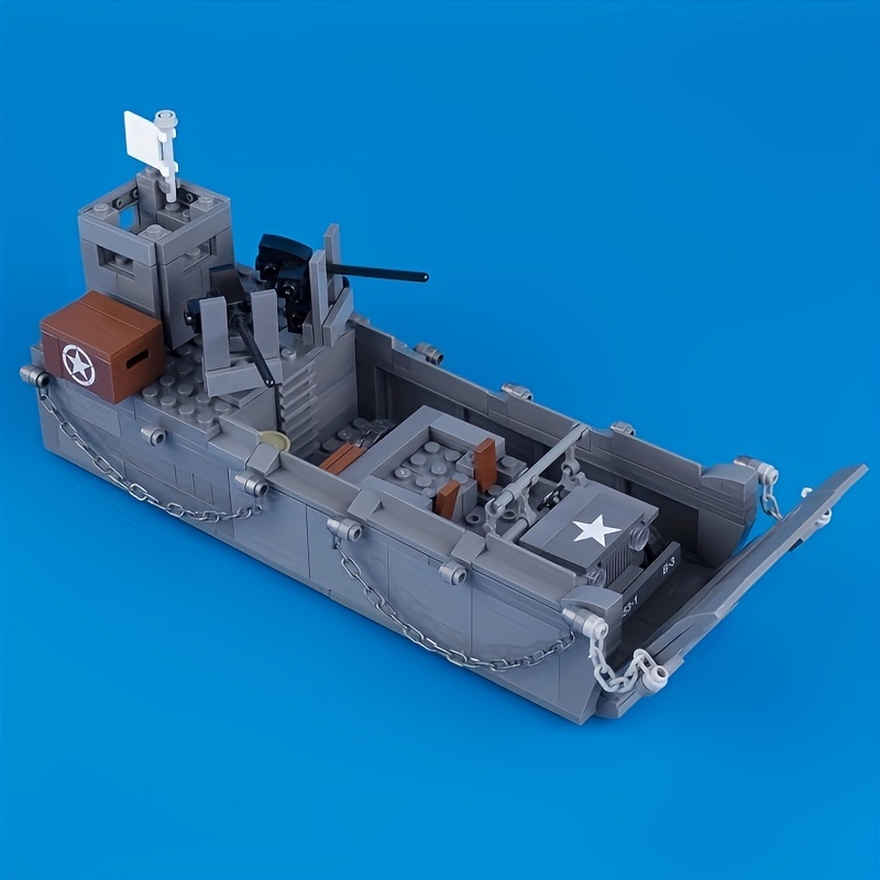 軍用海軍揚陸艇兵士車、組み立てブロックおもちゃ誕生日ホリデーギフト