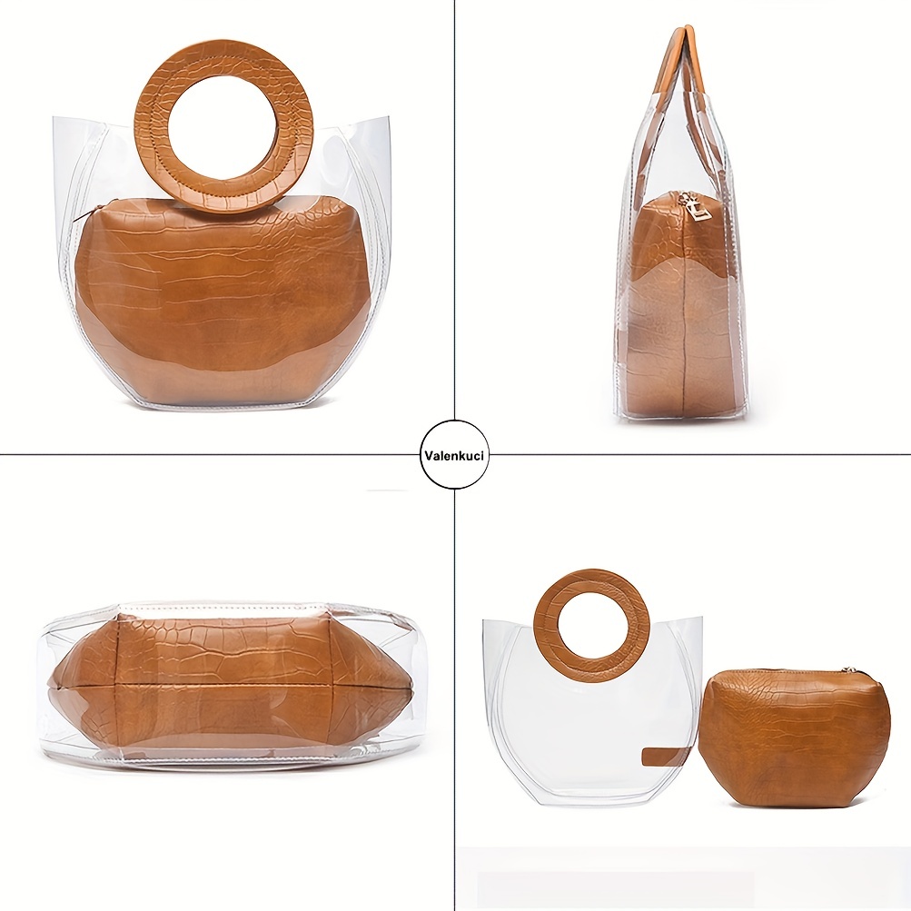 Marketing Color Handles Clear Plastic Tote Bags