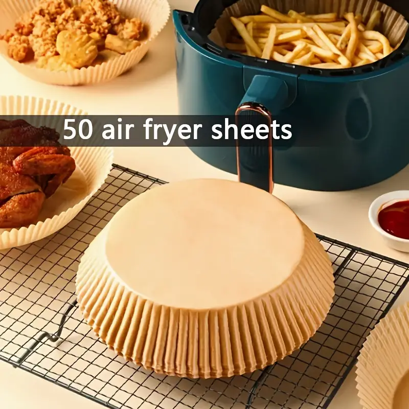 50psc Air Fryer Disposable Paper Liner, Non-stick Air Fryer Round Paper  Liners, Home & Outdoor Baking Accessories - Temu