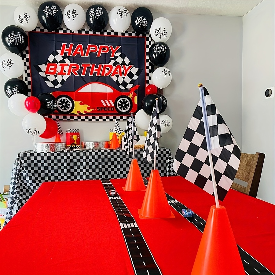  Thinp 1 Roll Road Tape Checkered Flag Race Track Tape Race Car  Track Road Tape for Cars Track and Train Sets Decorative Duct Tape for Kids  Birthday Party Racing Party Decoration (