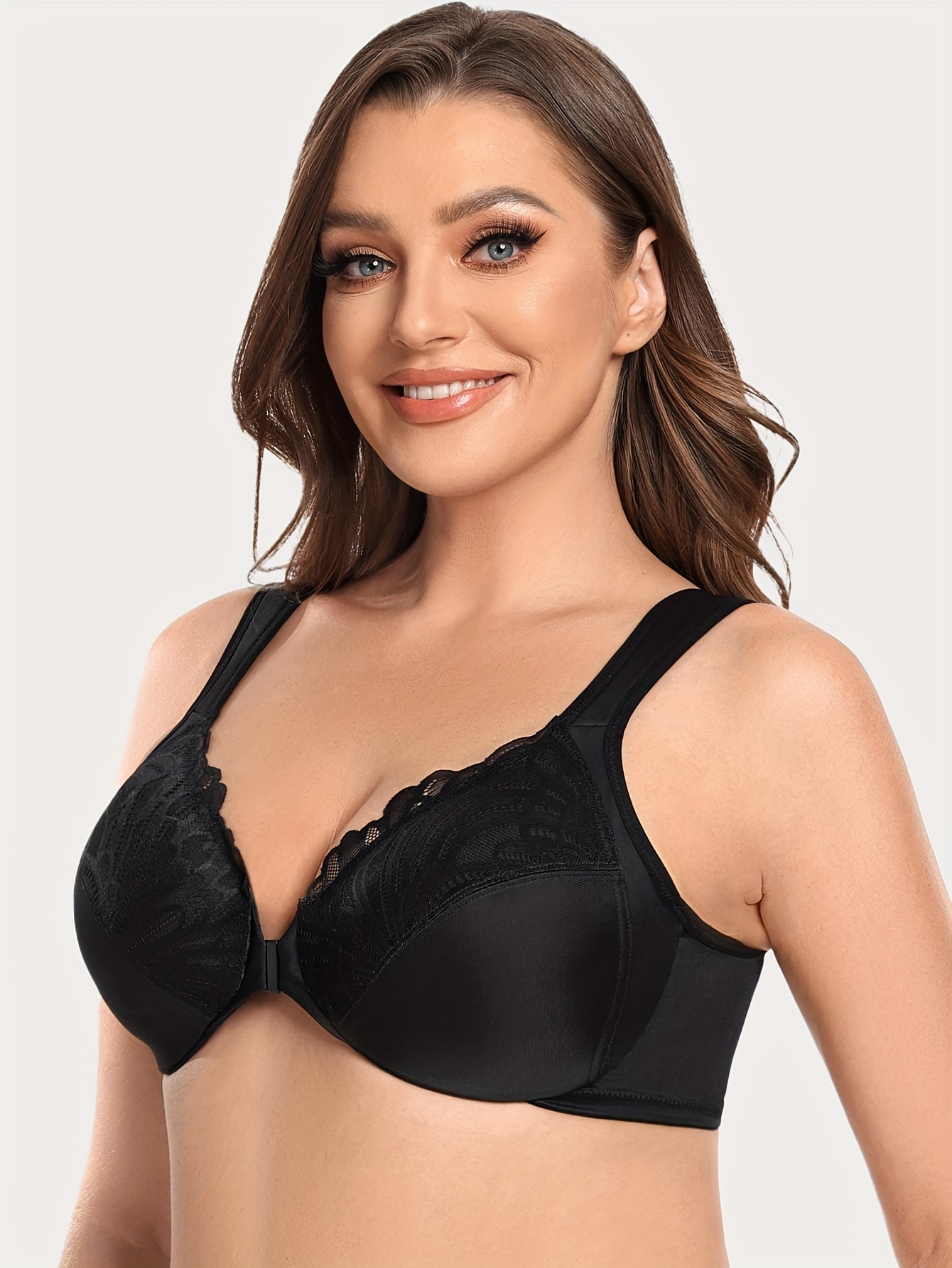  Womens Front Closure Plus Size Full Coverage Lace