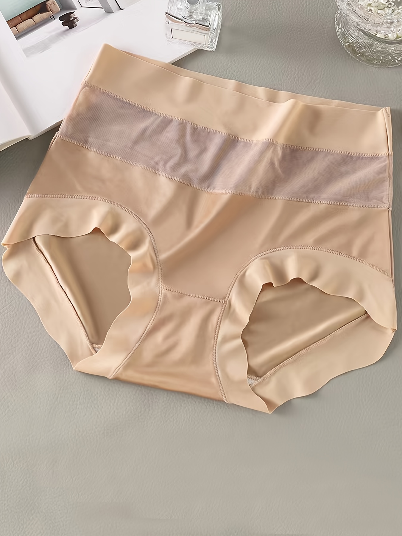 Women Plain Satin Panties Silky Briefs Underwear Lingerie High