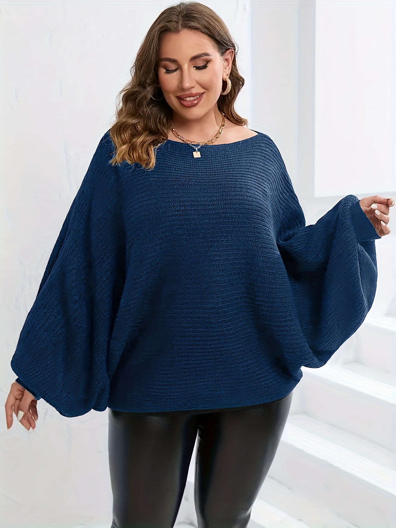 Sugorky - Off-Shoulder Oversized Sweater / Leggings