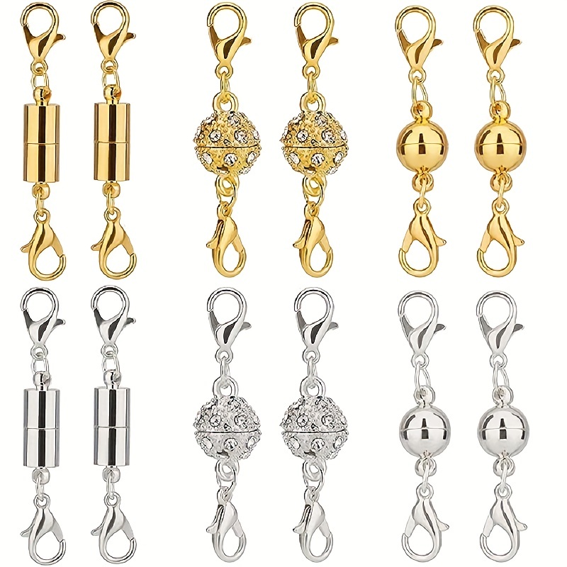 Gold Magnetic Jewelry Clasp with Safety Snap