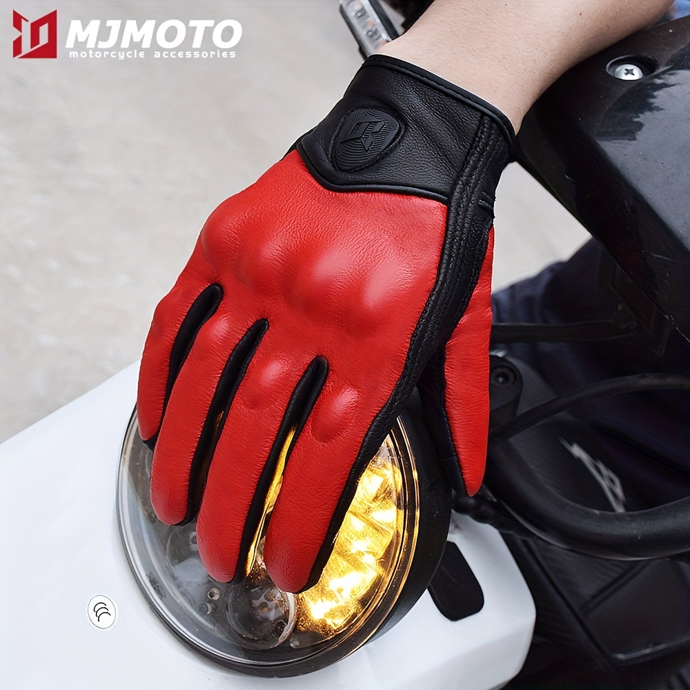 Red leather sale motorcycle gloves