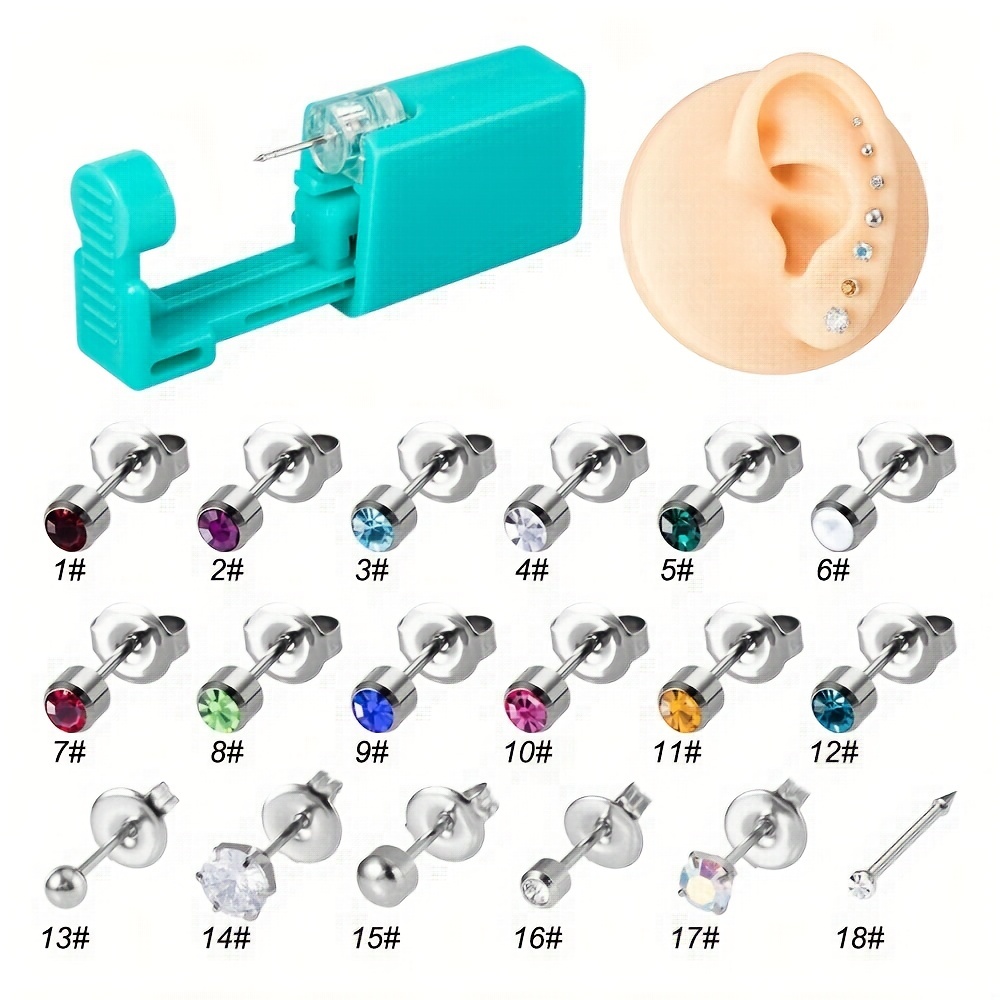 1pc Disposable Sterile Ear Piercing Gun Unit Stud Earring Cartilage Tragus  Helix Nose Piercing No Pain Piercer Tool Machine Kit Stud Body Jewelry -  Beauty & Health - Temu