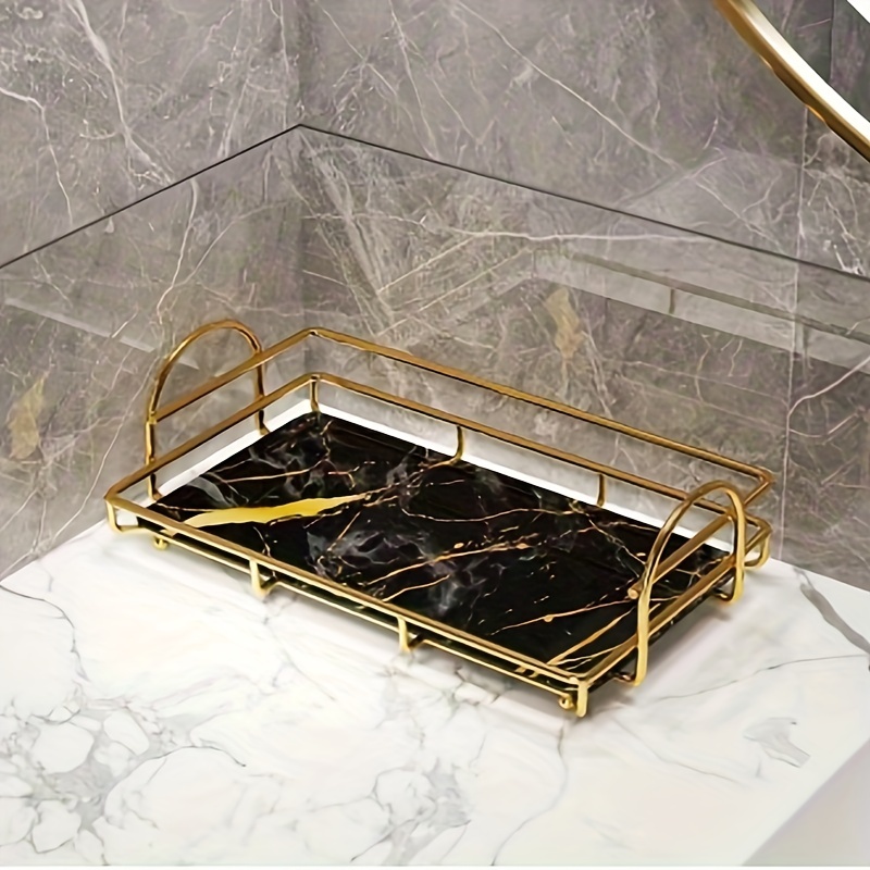 Golden Double Layer Iron Storage Rack Bathroom Organizing Shelf
