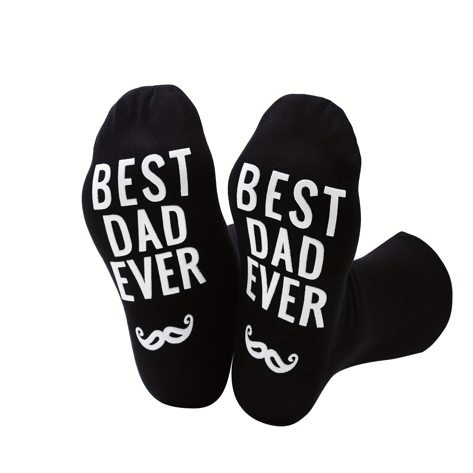 

' Best Dad Ever ' Print Novelty Fun Cotton Blend Comfortable Crew Socks, Birthday Gift For Father From Daughter Son Father's Day Present For Dad