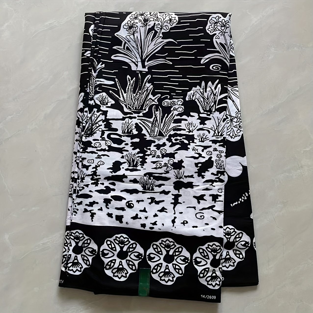 Black Printed Cotton Blend Dress Material