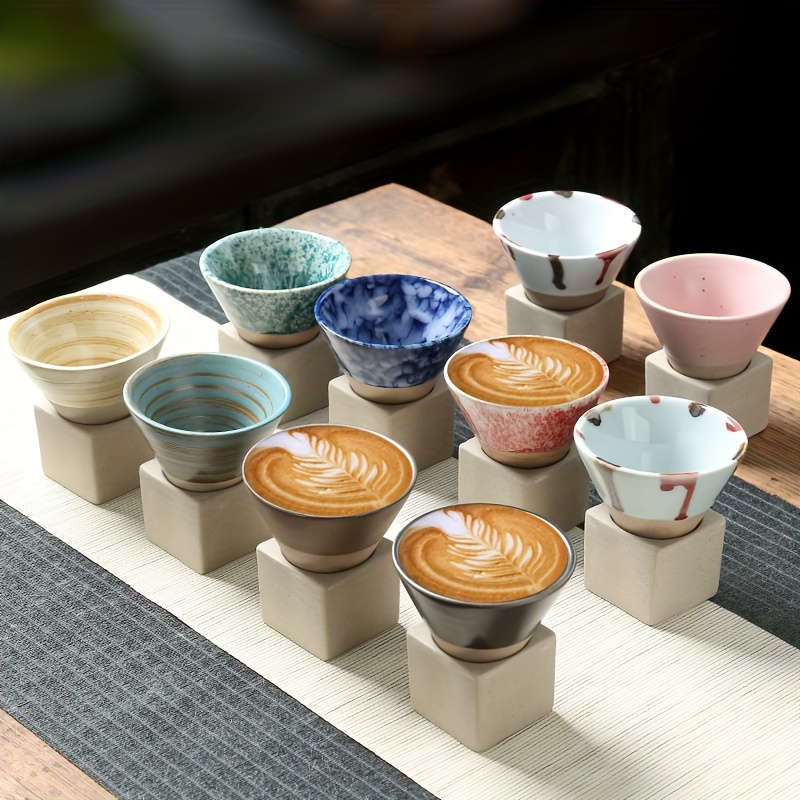 Black Pottery Espresso Cups Set 2 Stoneware Chic Elegant Espresso