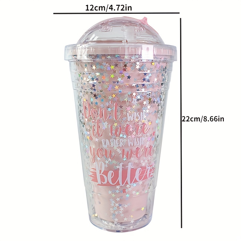 Large Capacity Rainbow Plastic Water Cup With Double layer - Temu