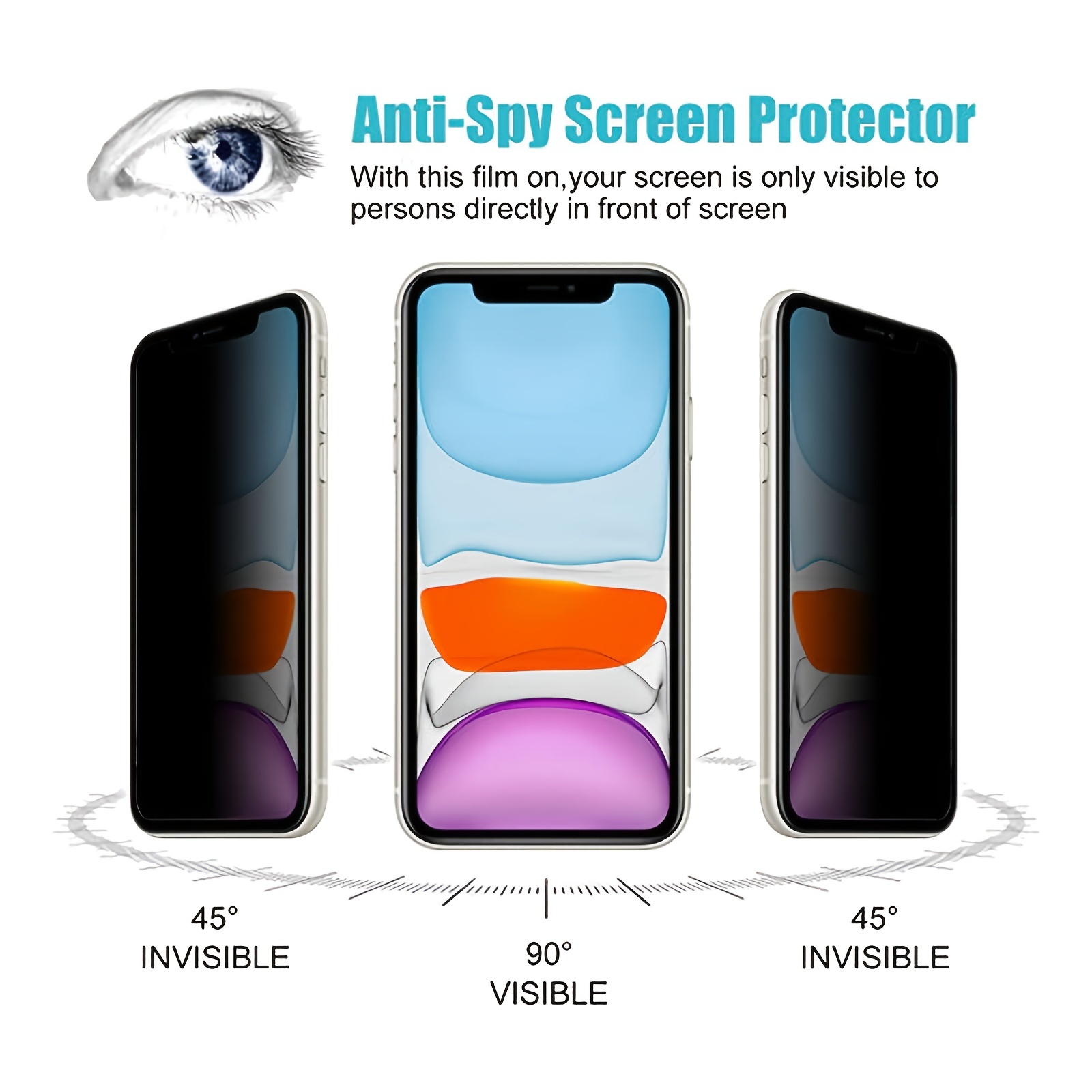 Protection d'écran pour smartphone Avizar Verre trempé iPhone XR Film  Anti-espion Protection Ecran Antichocs