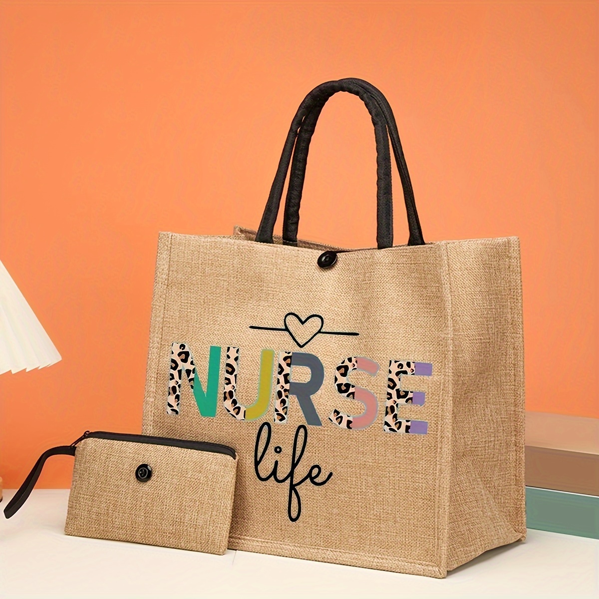 2pcs/set Bolsa De Mano Con Estampado De Letras De Moda, Bolsa De Regalo De  Gran Capacidad, Bolso Casual Y Monedero Para Enfermera - Bolsas Y Equipaje  - Temu