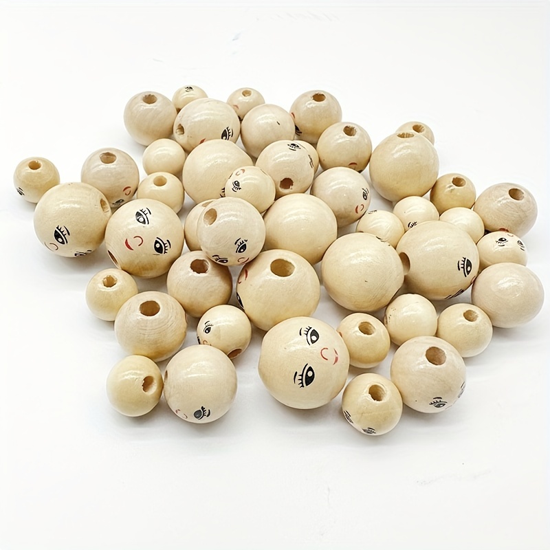 20pcs Wooden Smile Face Round Beads, Large Hole Beads, Spacer Beads For  Crafts DIY Decoration Jewelry Making