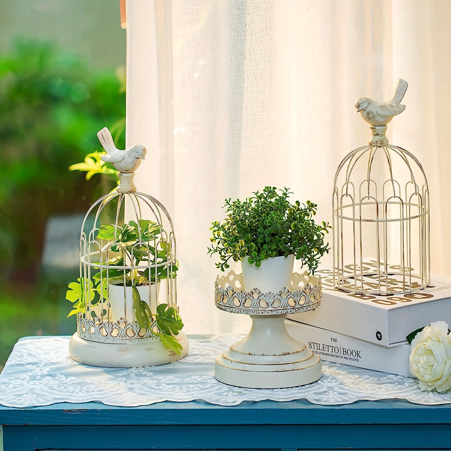 2pcs Decorative Birdcage Candle Holders for Pillar Candles
