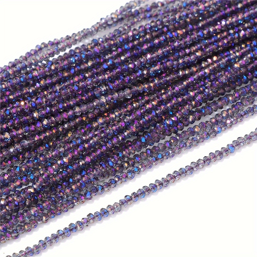 10 String About 2300pcs 2mm Boutique Polyhedral Super Shiny Crystal Glass Mini Flat Beads Transparent Purple Bracelet Necklace Ring Various Festival Occasions And More Jewelry Making Decorations