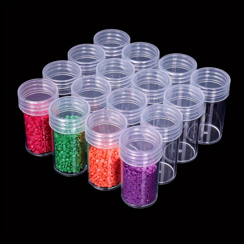 Clear Plastic Beads Storage Containers with Lids, 30 Jars, for Rhinestones, Glitter Art and Craft Organizer Box