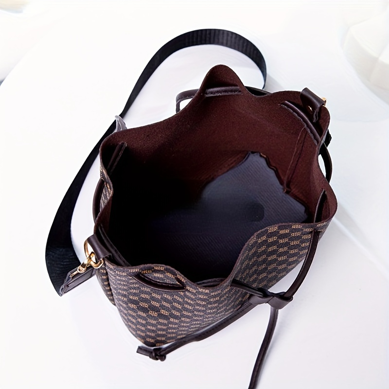 Mini Drawstring Design Bucket Bag, Geometric Pattern Crossbody Bag, Women's  Faux Leather Shoulder Bag (7.86*7.86*4.13) Inch - Temu Austria