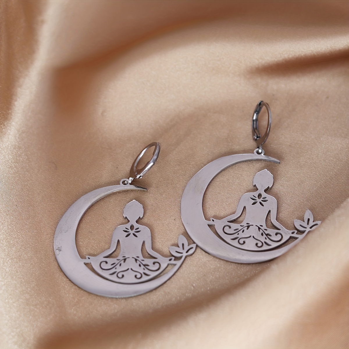 Boho Earrings Celestial Sun and Moon Earrings Crescent Phase