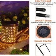 1pc solar watering can with lights solar lanterns outdoor hanging waterproof garden decor flash warm light with stand solar lights outdoor garden decorative retro metal solar garden lights yard decorations for lawn path patio halloween decorations lights outdoor details 0