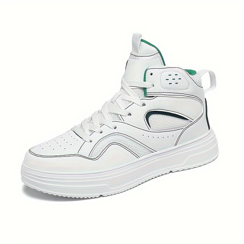 Plus Size Men's Trendy Solid/Colour Block High Top Skate Shoes, Comfy Non Slip Casual Soft Sole Sneakers For Men's Outdoor Activities