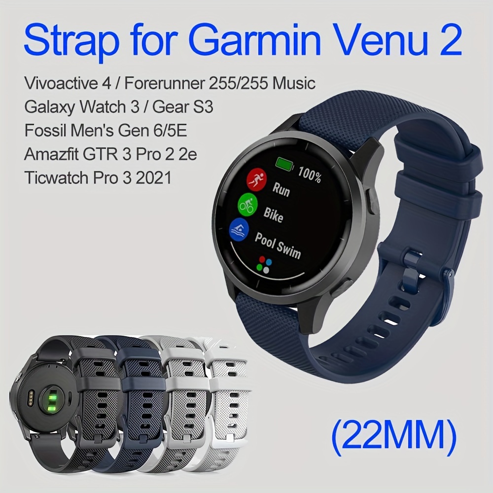  Compatible with Garmin Forerunner 255/ Forerunner 255 Music  Watch Bands Soft Silicone Waterproof Adjustable Quick Release Strap  Replacement Wristbands for Forerunner 255 for Women Men : Electronics