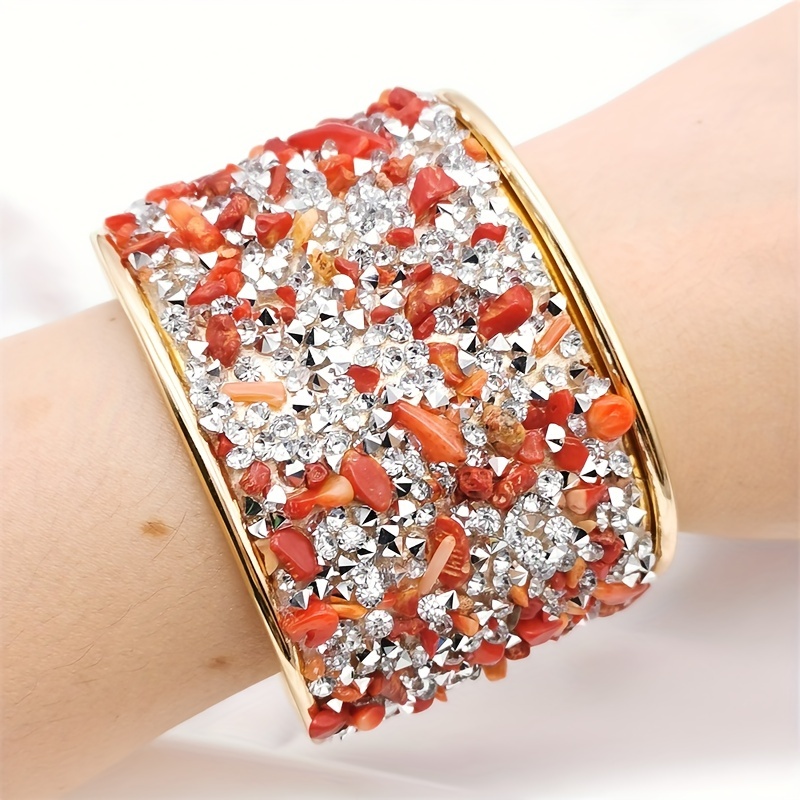 Rhinestone Decor Cuff Bangle