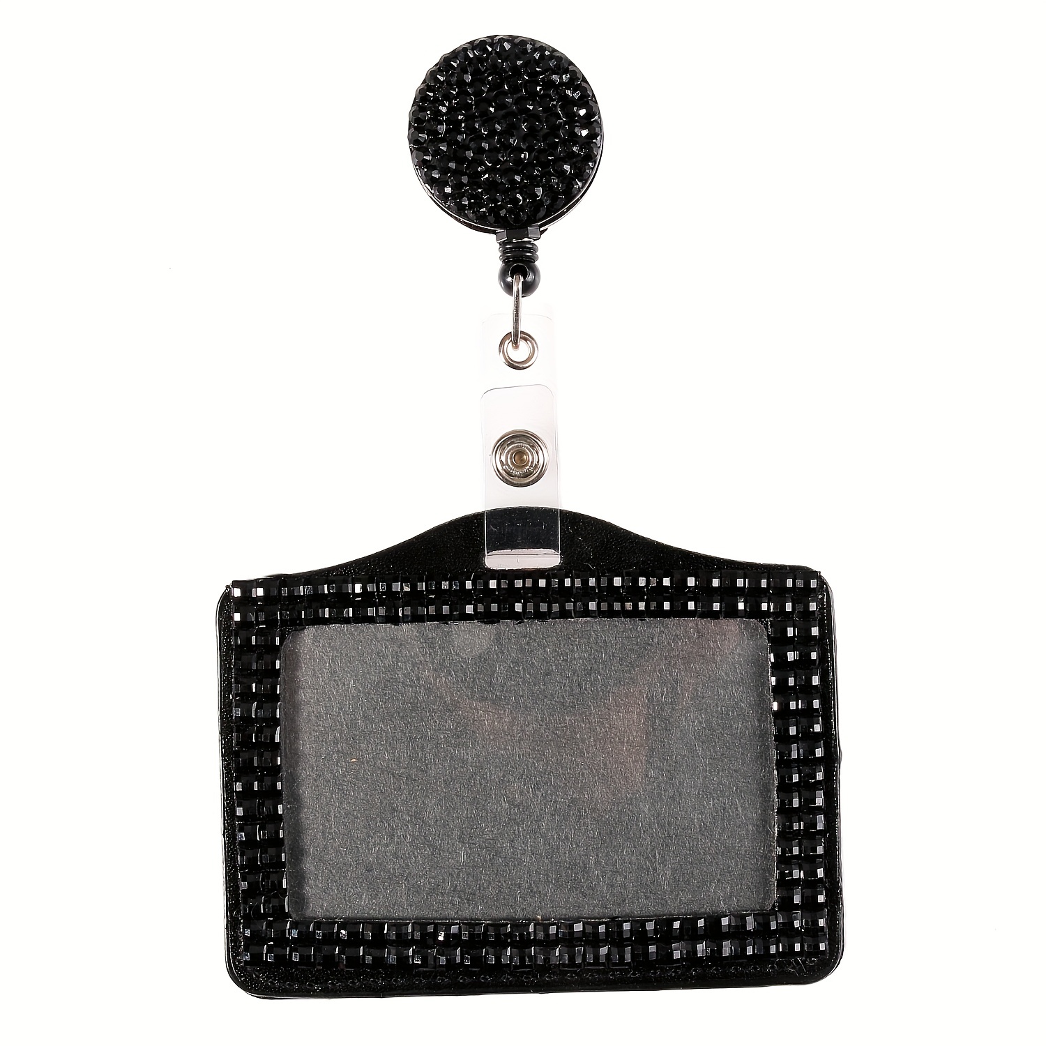 Fashion Handmade Black Crystal Badge Holder Bling - Temu Germany