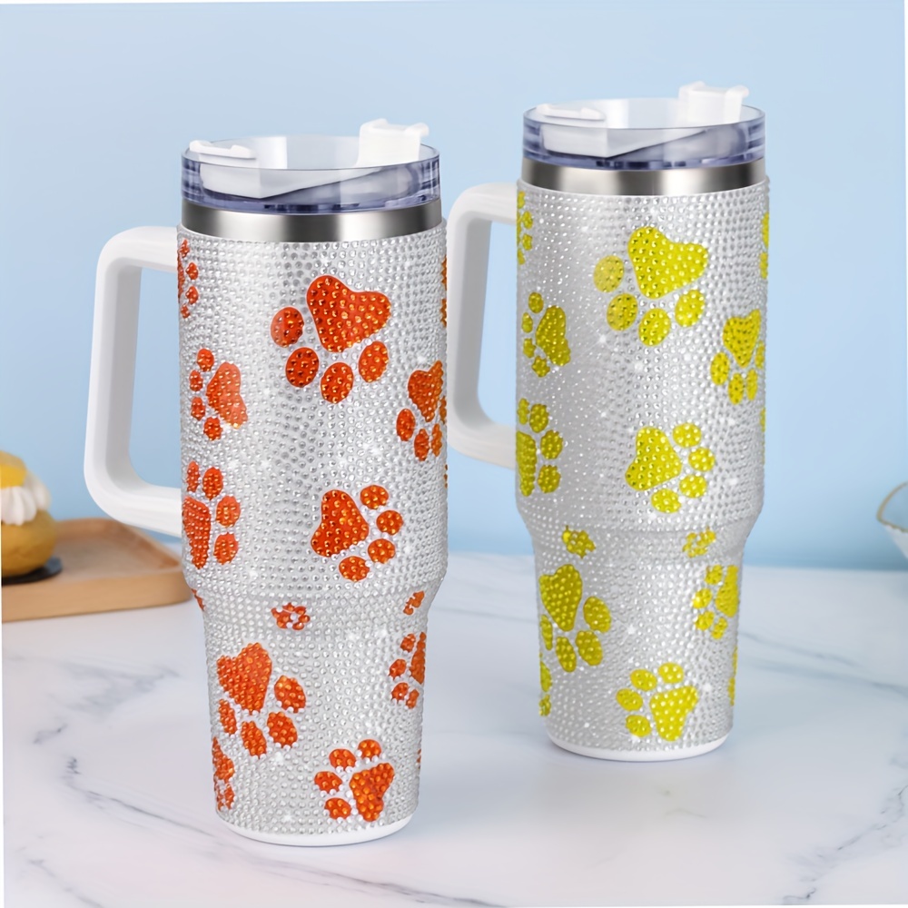Laser Cat Claw Insulated Cup Tumbler With Handle Straw Lid - Temu
