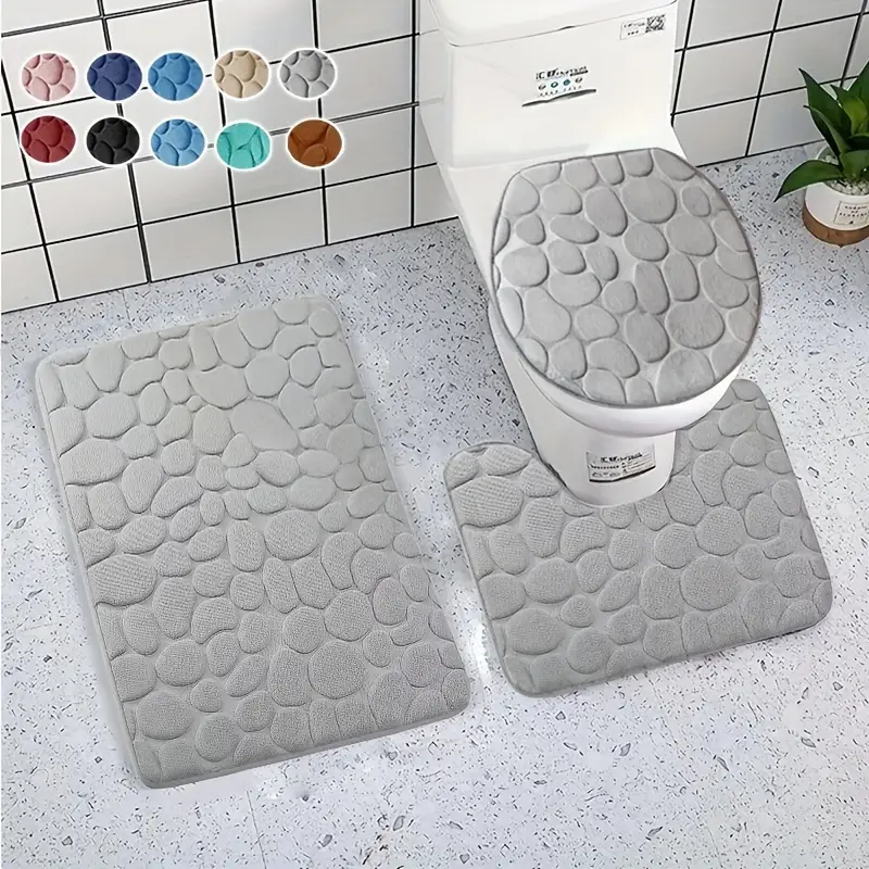 Soft And Absorbent U-shaped Bathroom Rug, Non-slip Toilet Mat For