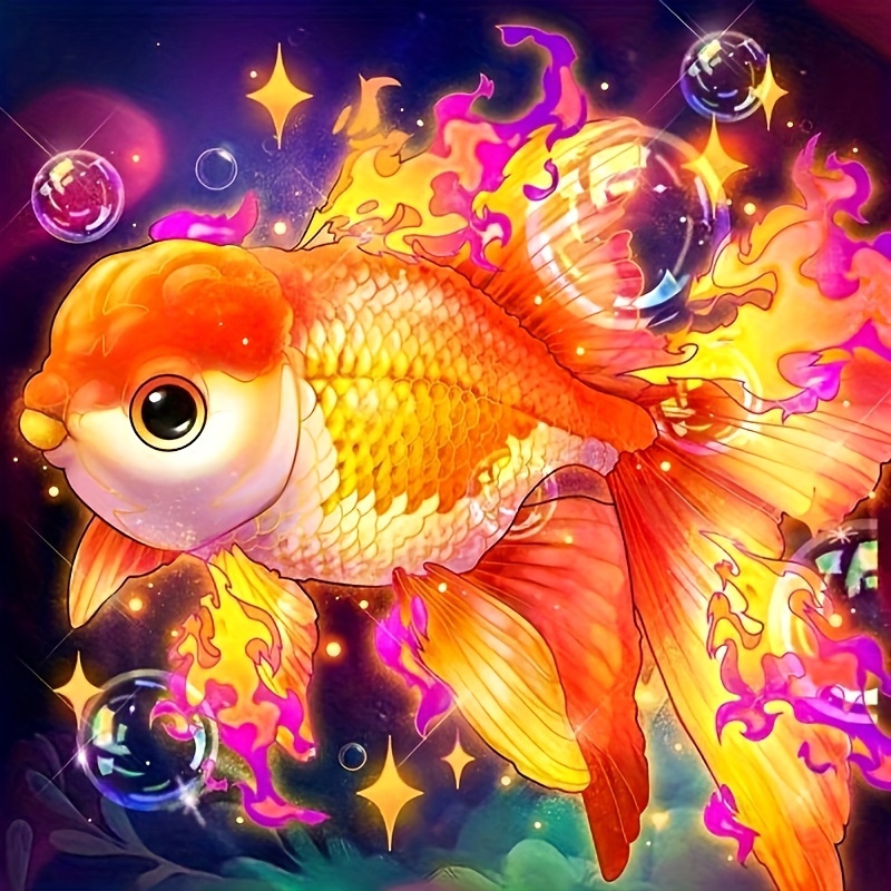 Diamond Painting Kit Golden Dragon Fish Full Round 5d Art - Temu