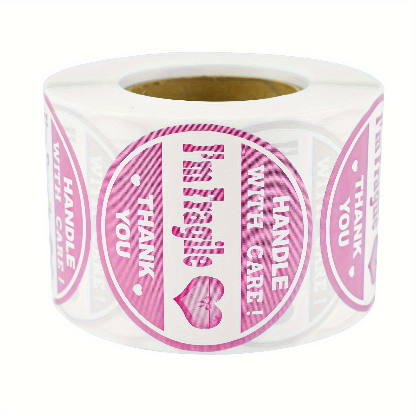 

500pcs 2in/5.1cm Pink Transportation Warning Label Stickers For Transportation Mail Boxes And Envelopes Adhesive Signs