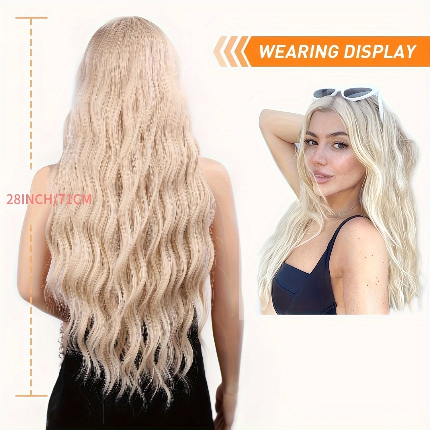 Long Blonde Wig Wavy Synthetic Wig Platinum Blonde Wig Temu