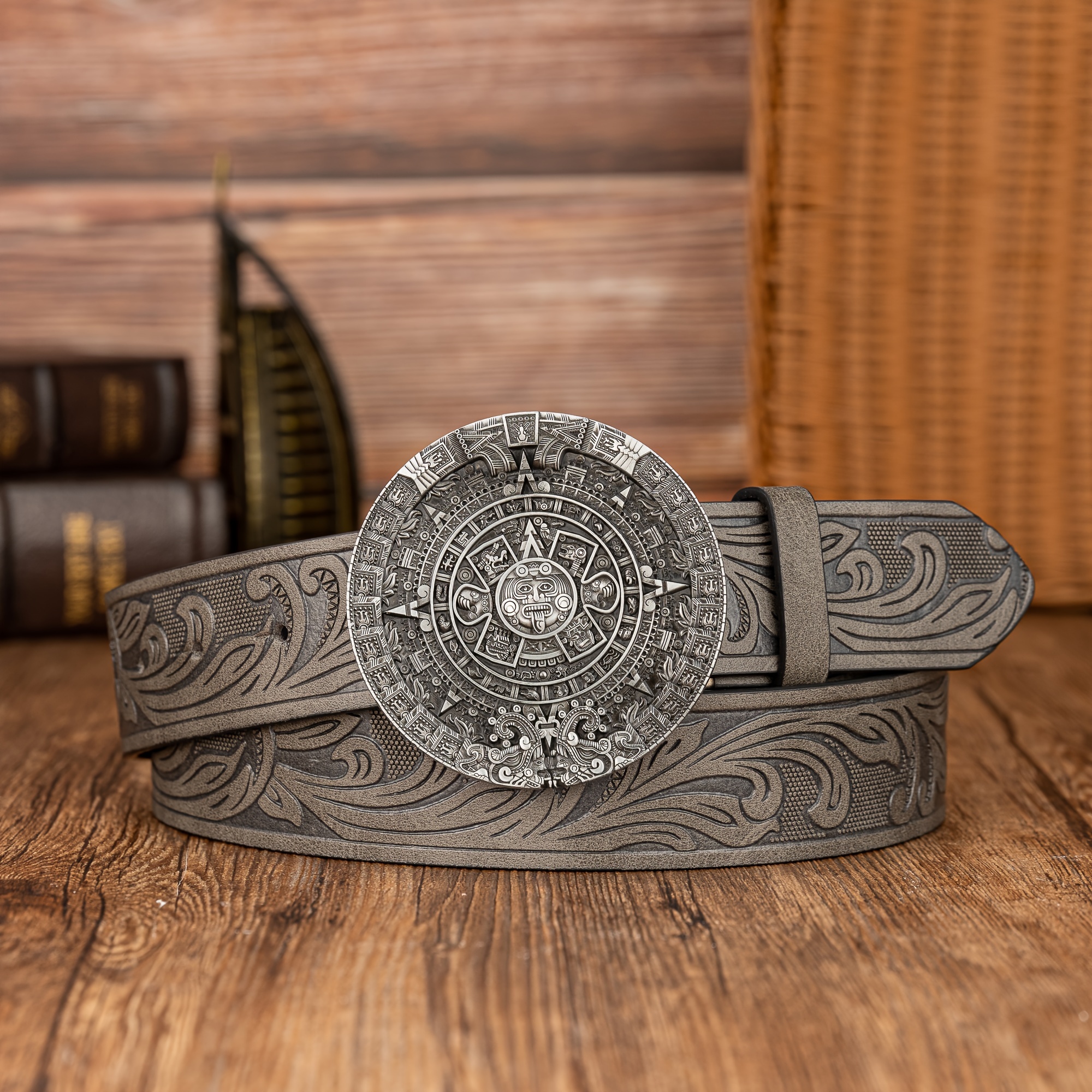 Big Round Buckle Western Cowboy Belt Pu Embossed Pu Leather Belt Mens Belt  Ideal Choice For Gifts - Jewelry & Accessories - Temu