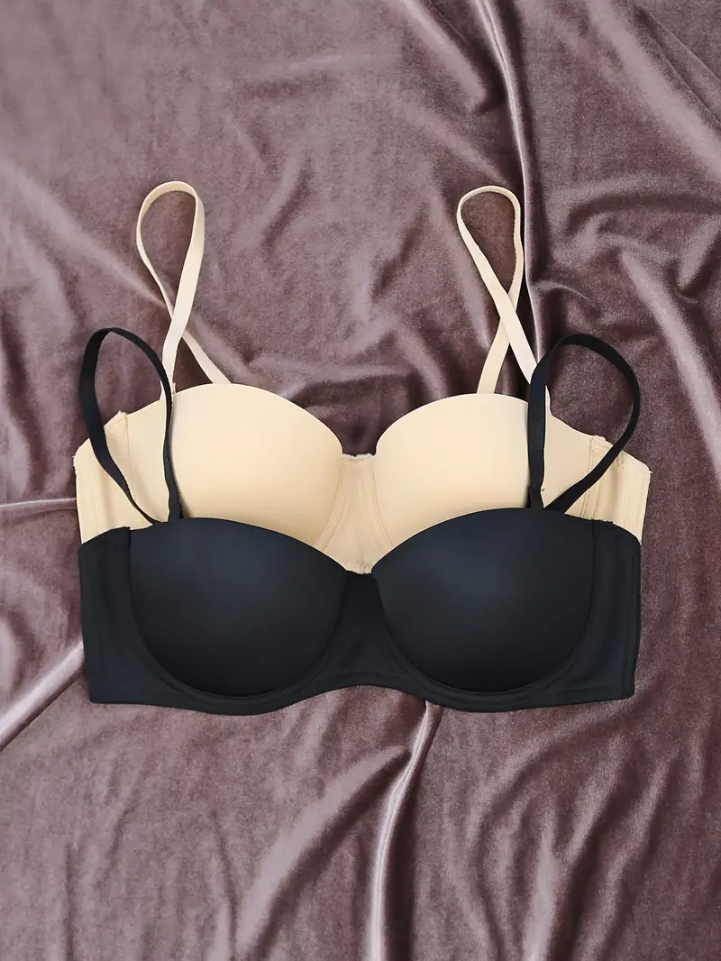 Simple Solid Balconette Bras Comfy Removable Straps T shirt - Temu Canada