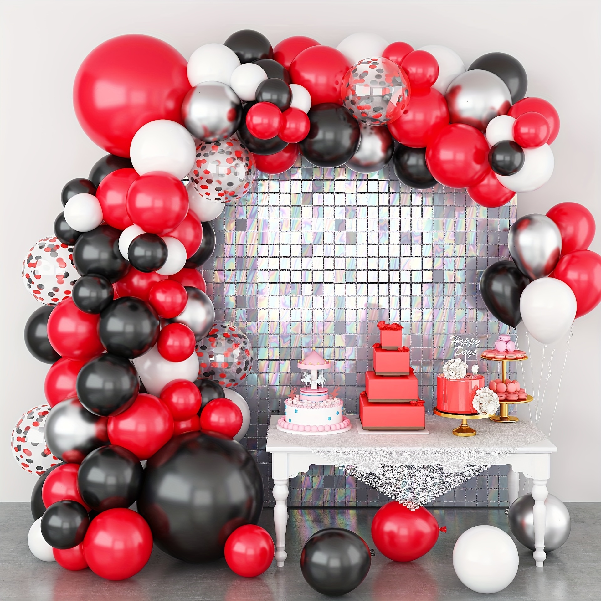 Red Black Balloon Garland Arch Kit Confetti Party 1st - Temu