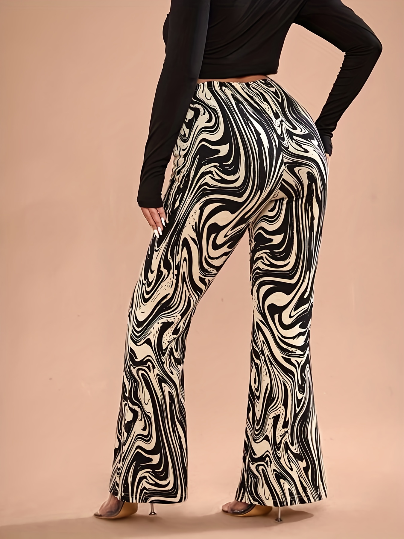 Allover Print Flare Leg Pants Y2k Pants For Spring Summer Womens