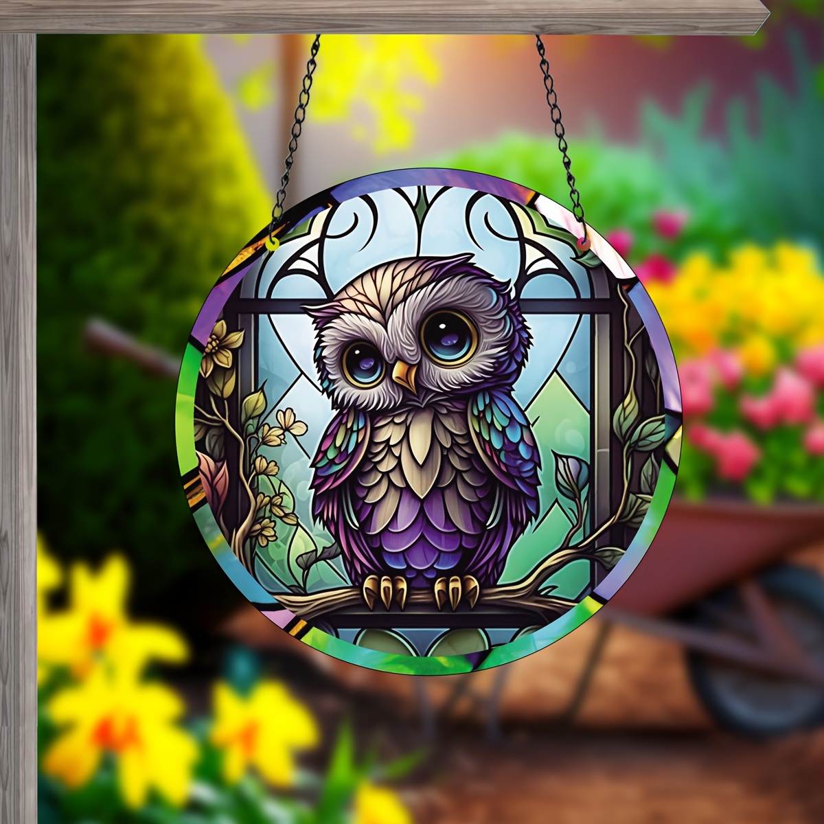 Owl Stained Window Hanging Suncatcher Bird Suncatcher For - Temu