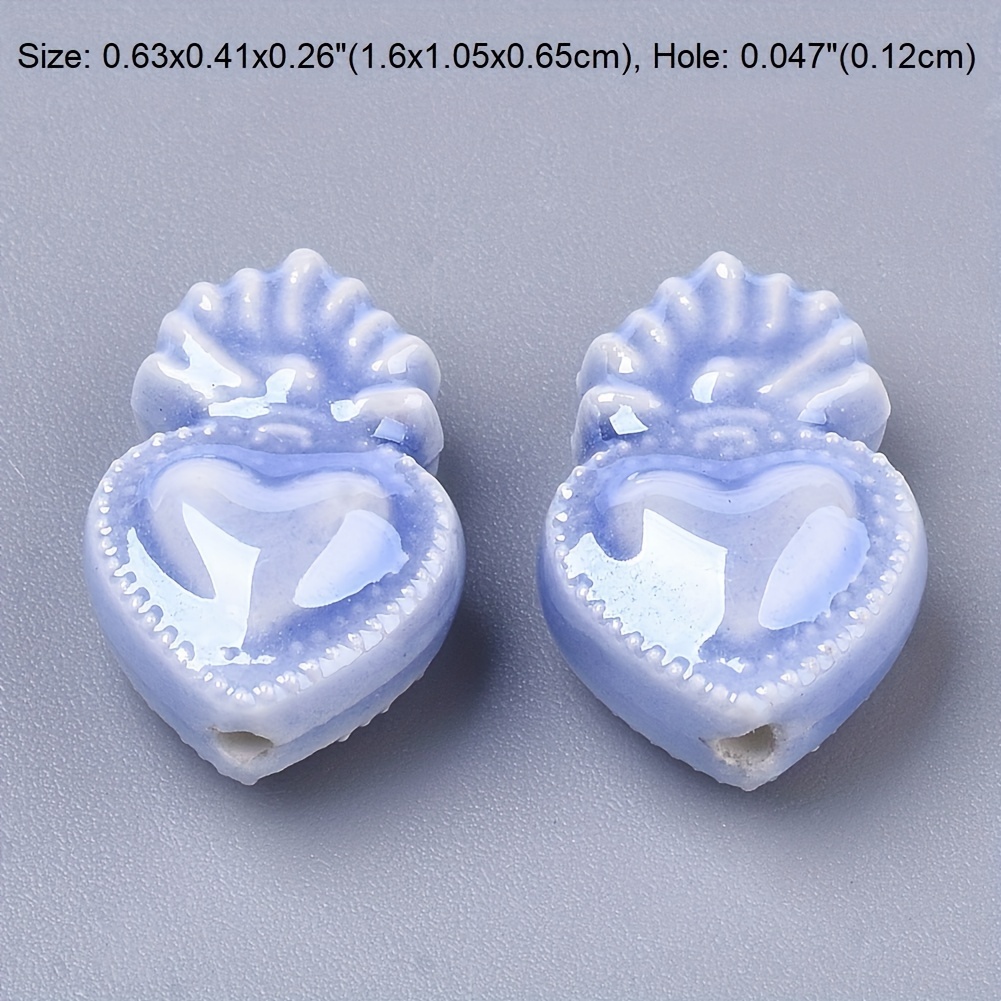 10/20pcs Handmade Porcelain Heart Shape Beads for DIY Jewellery Making